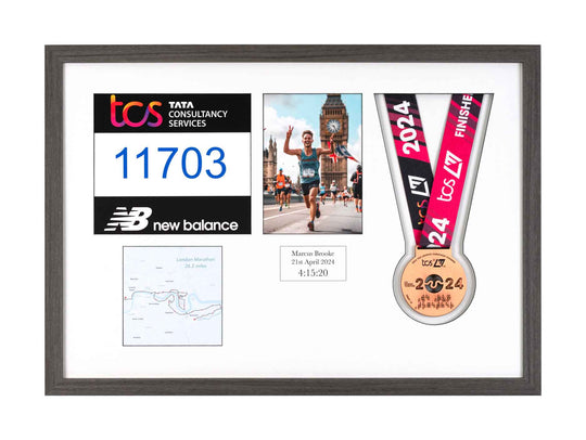 London Marathon 2024 - Medal / Photo / BIB Frame
