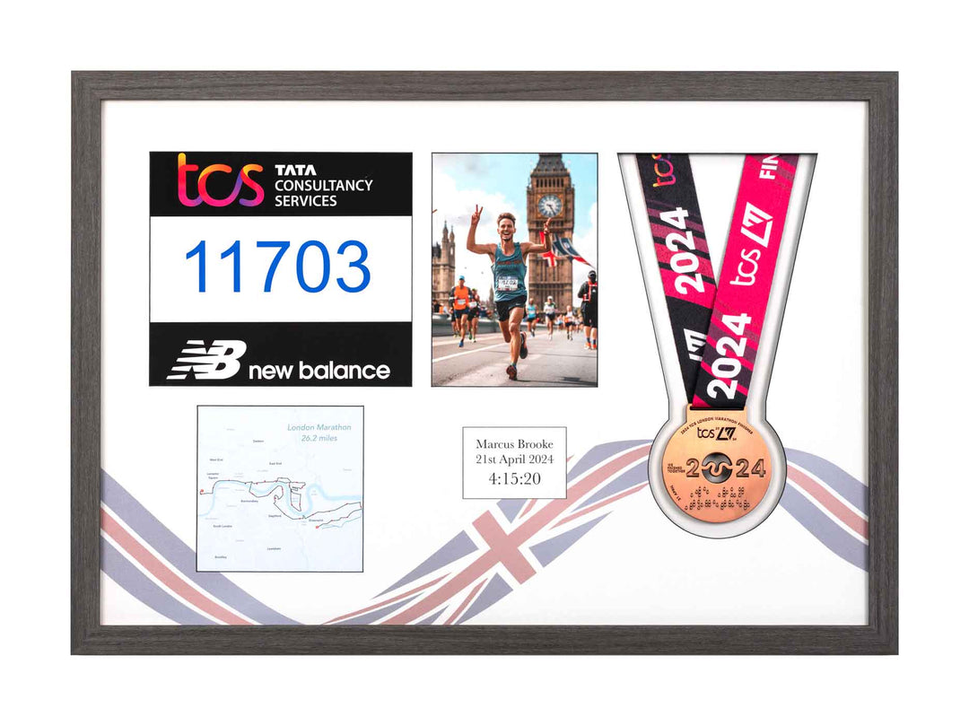 London Marathon 2024 - Medal / Photo / BIB Frame