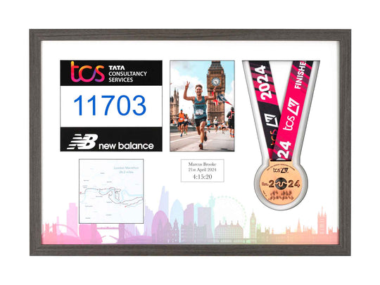 London Marathon 2024 - Medal / Photo / BIB Frame