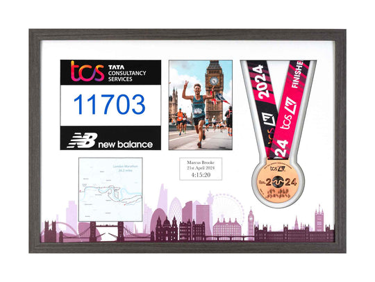 London Marathon 2024 - Medal / Photo / BIB Frame