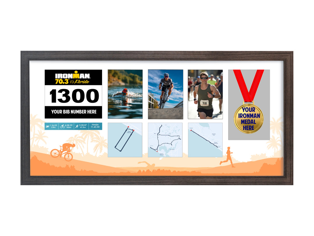 Ironman Florida 70.3 - Medal, BIB and Photo Frame