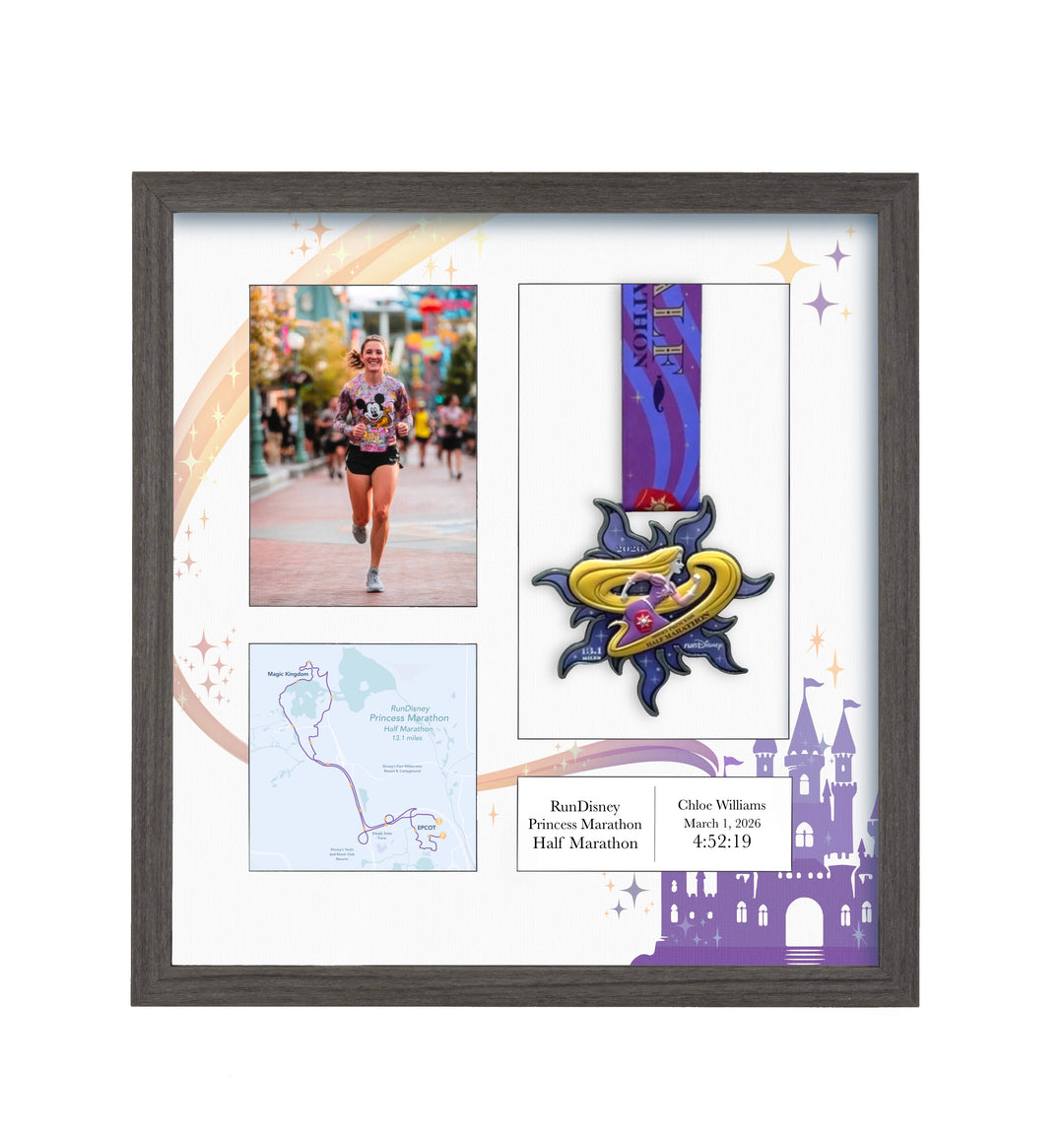 Disney Princess Half Marathon 2026 - Medal & Photo Frame