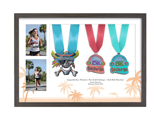 Gasparilla Marathon 2026 - 3 Medal / Photo frame display