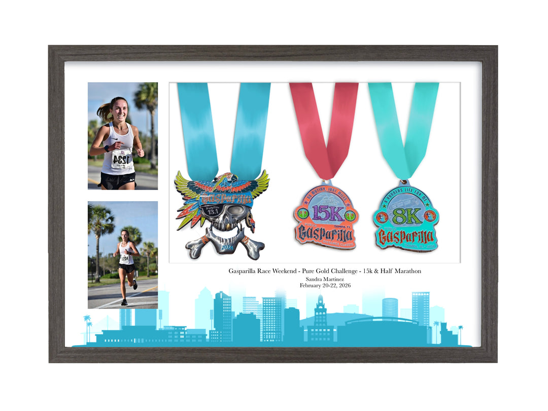 Gasparilla Marathon 2026 - 3 Medal / Photo frame display