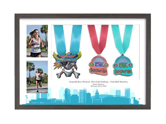 Gasparilla Marathon 2026 - 3 Medal / Photo frame display