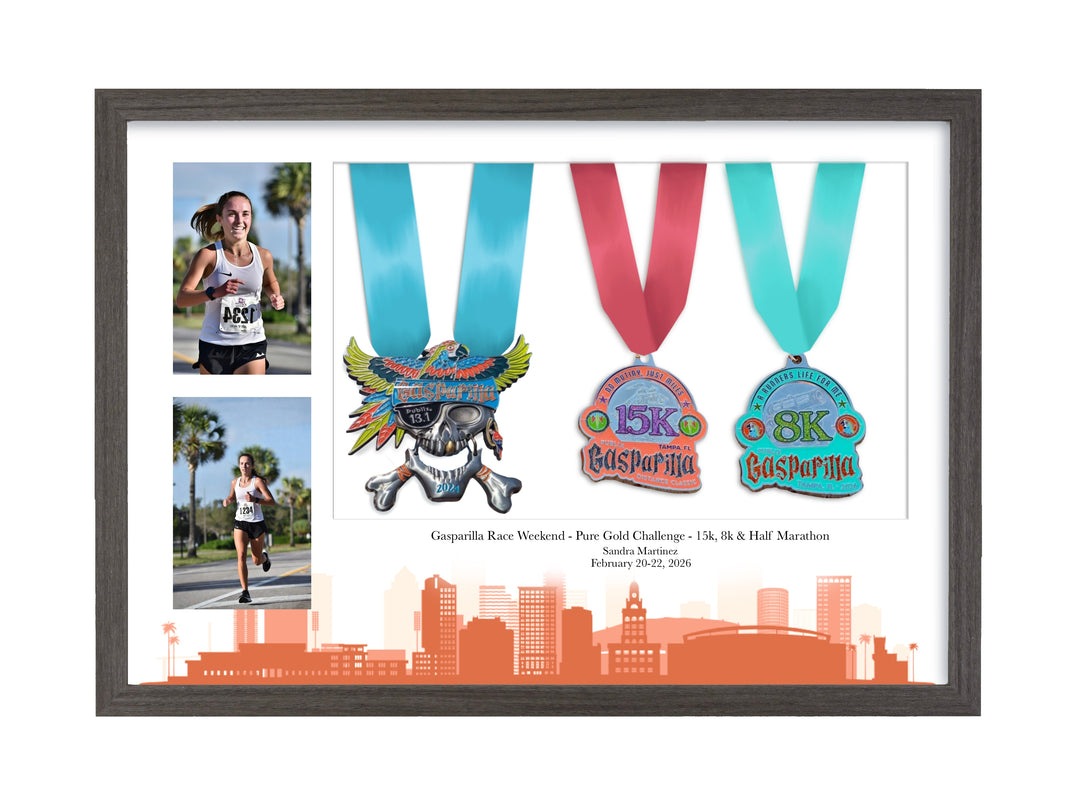Gasparilla Marathon 2026 - 3 Medal / Photo frame display