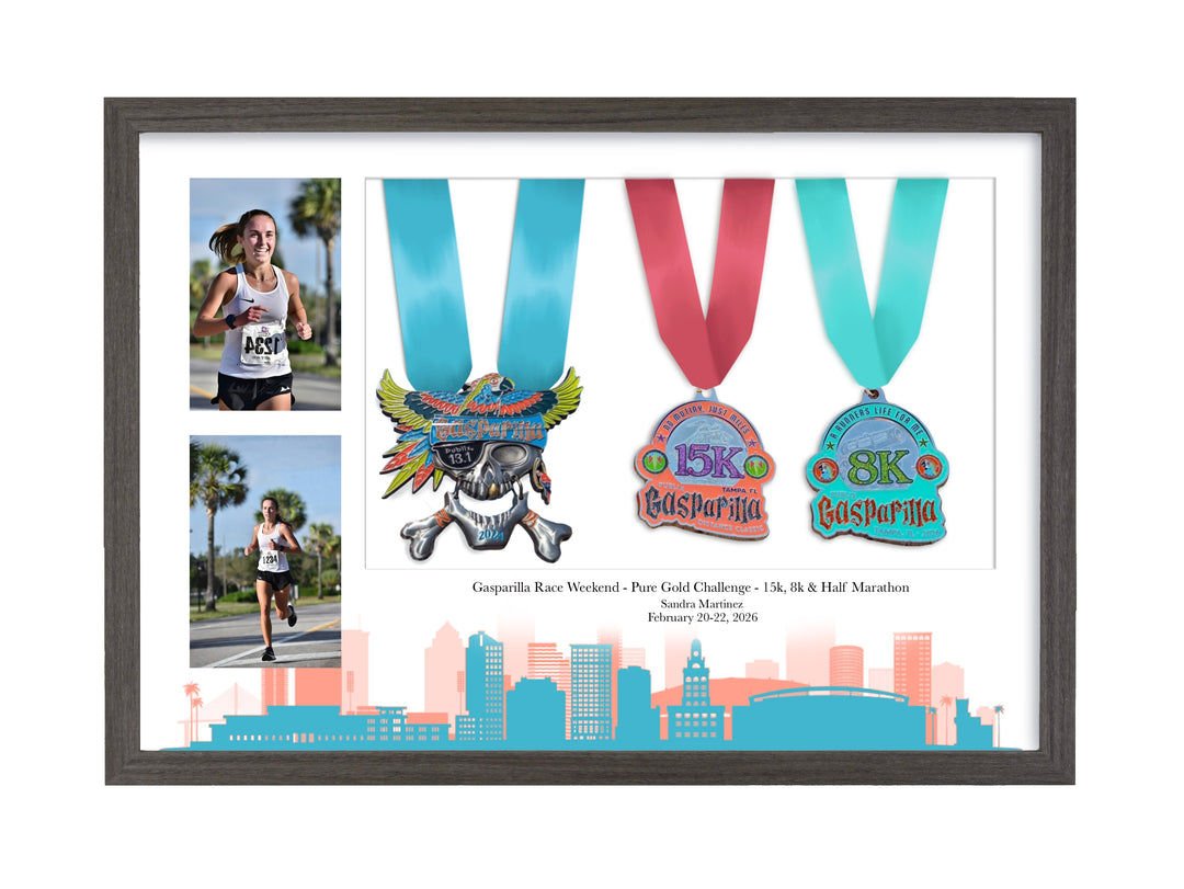Gasparilla Marathon 2026 - 3 Medal / Photo frame display
