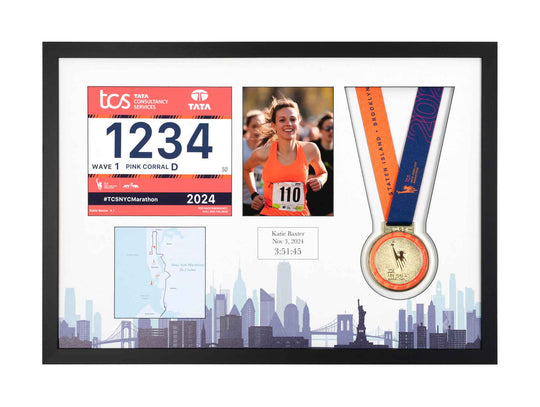 New York Marathon 2023 - Medal / Photo / BIB Frame