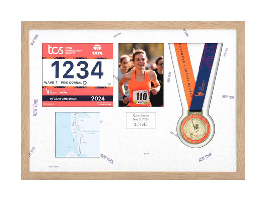 New York Marathon 2024 - Medal / Photo / BIB Frame