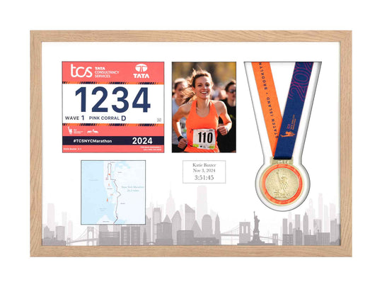 New York Marathon 2023 - Medal / Photo / BIB Frame