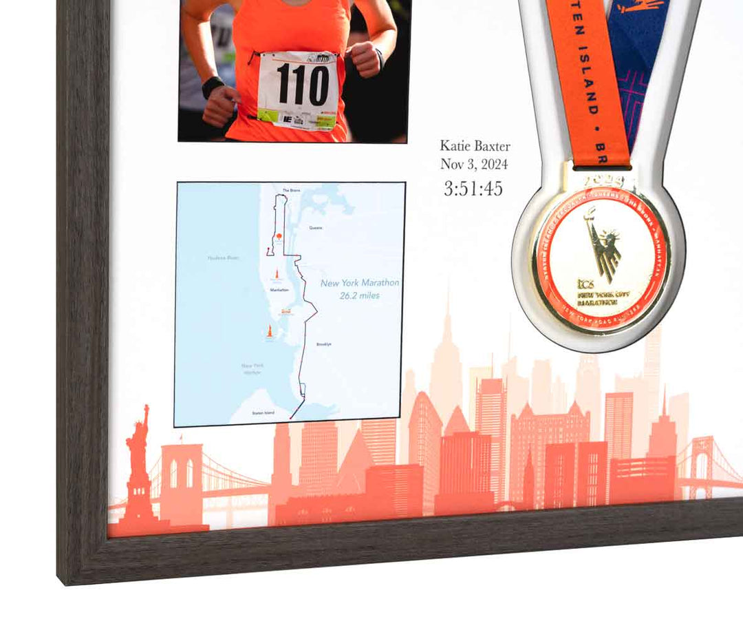 New York Marathon 2024 - Medal / Photo / BIB Frame