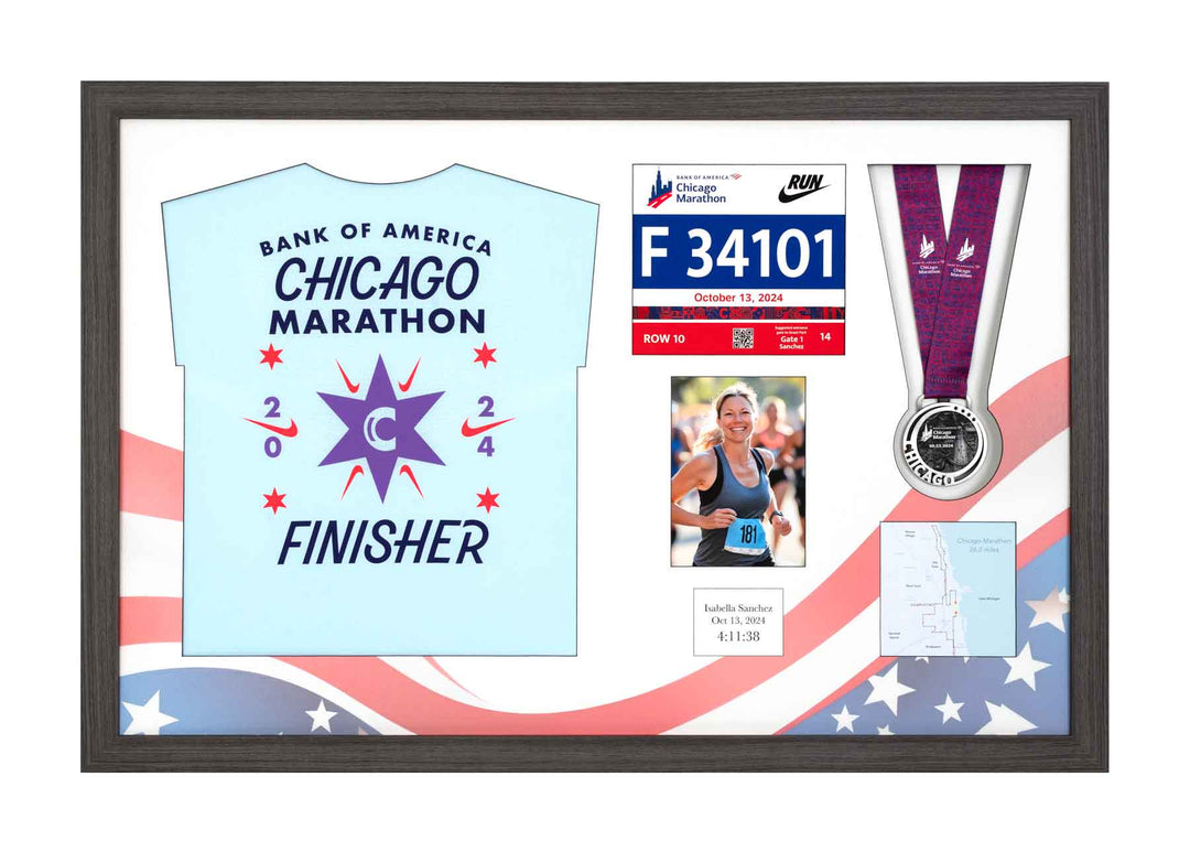 Chicago Marathon 2024 - Medal / Photo / BIB / Shirt Frame