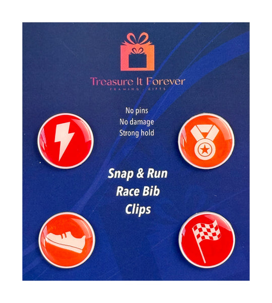 Race/Marathon Bib Clips - Runner Red