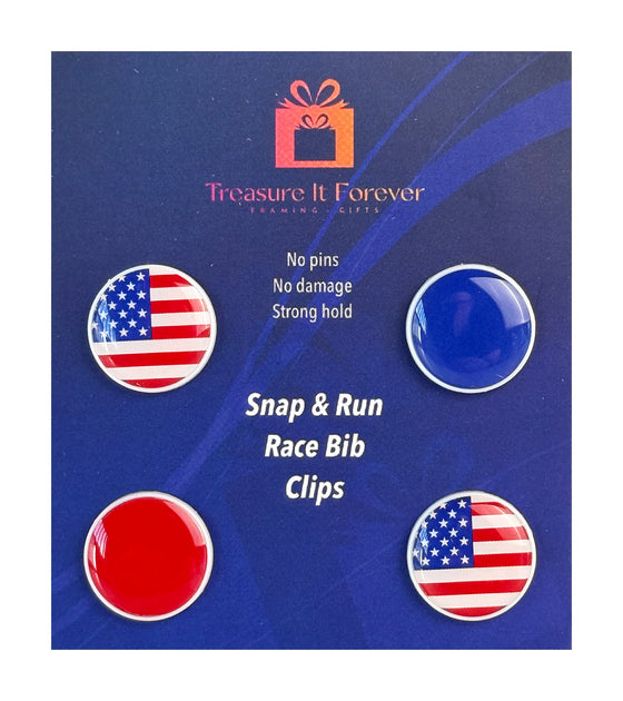 Race/Marathon Bib Clips - USA Flag